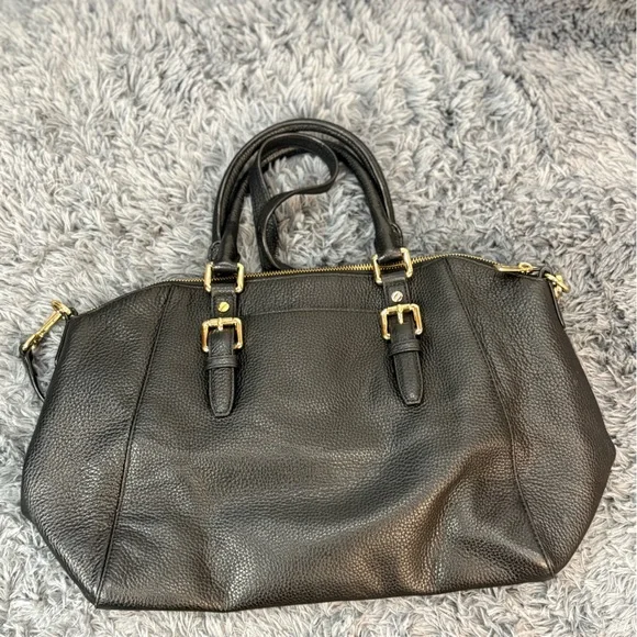 Michael Kors Black Pebbled Leather Shoulder Bag Removable Strap MK Logo - Picture 11 of 11